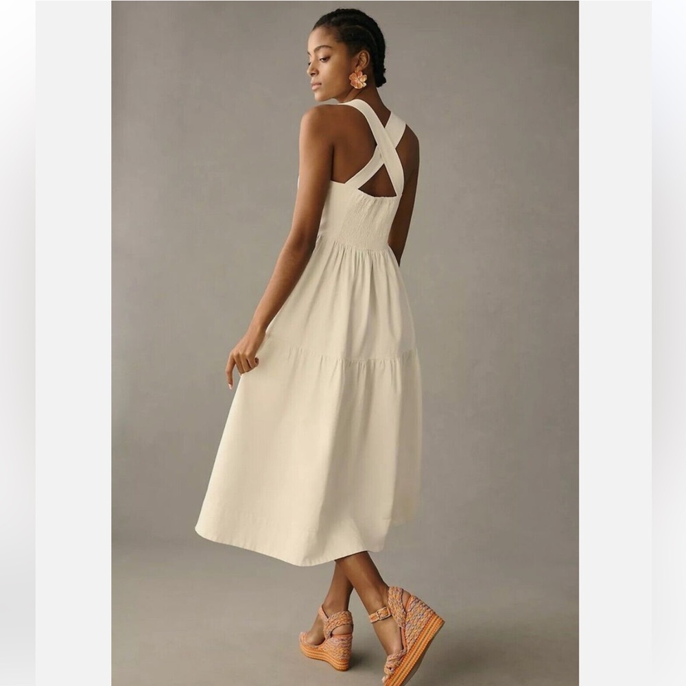 Anthropologie Forever That Girl Denim Off White Dress - Picture 2 of 10